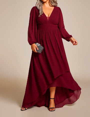 Rochie medie Ever-Pretty Plus Size, visiniu