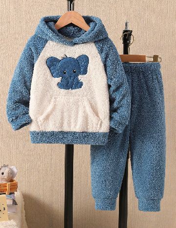 Compleu Shein Kids, albastru/alb