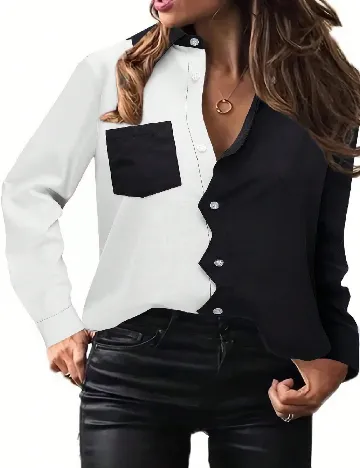 Camasa SHEIN CURVE, alb/negru