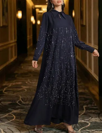 Rochie lunga Toleen, bleumarin inchis