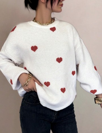 Pulover SHEIN CURVE, alb