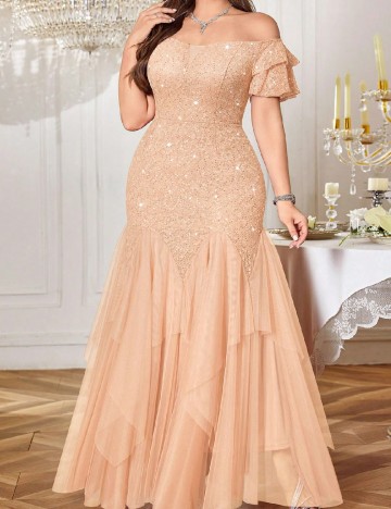 Rochie lunga MISSMAY Plus Size, crem