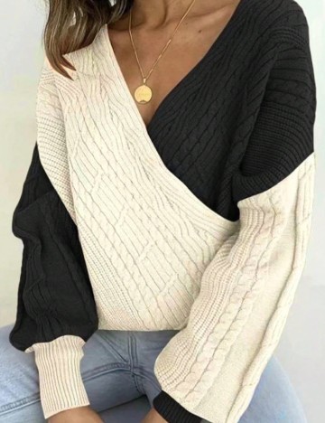 Pulover SHEIN CURVE, alb/negru