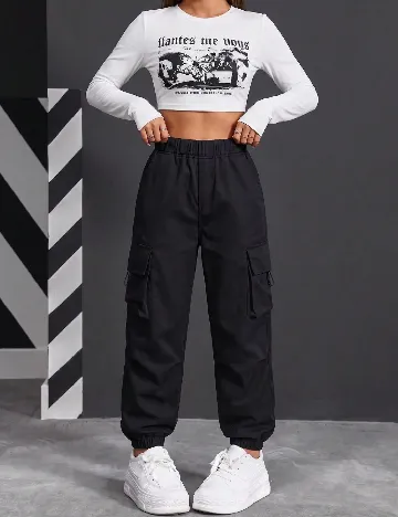 Pantaloni Shein Kids, negru