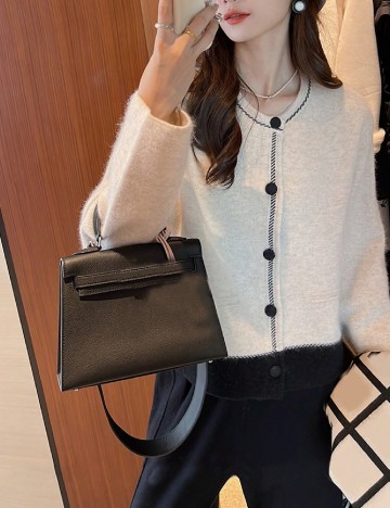 Cardigan Alicedudu, ecru/negru