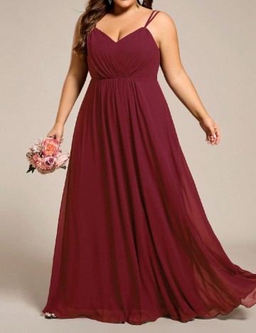 Rochie lunga Ever-Pretty Plus Size, visiniu