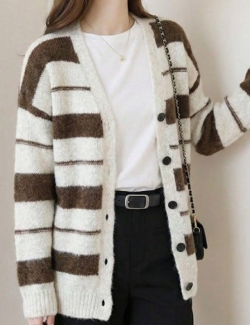 Cardigan Jianhu, alb/maro