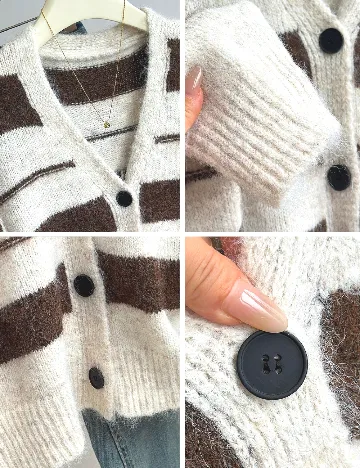 Cardigan Jianhu, alb/maro