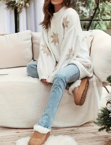Pulover SHEIN CURVE, alb