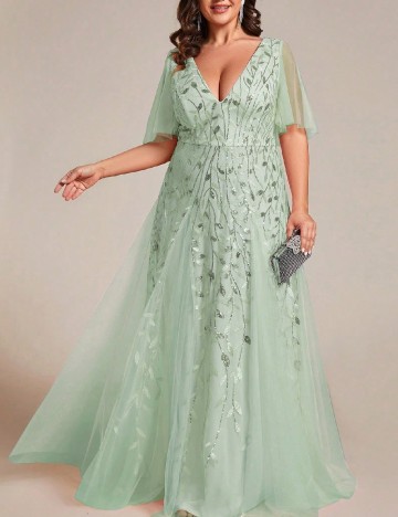 Rochie lunga Ever-Pretty Plus Size, verde