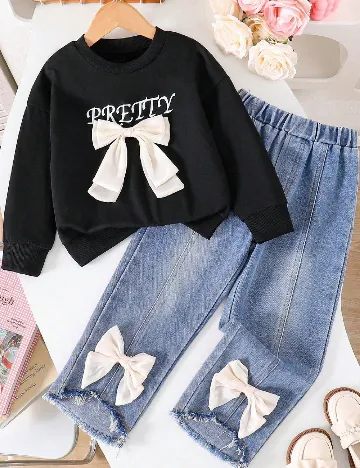 Compleu Shein Kids, negru/albastru