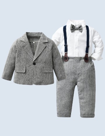 Costum Shein Kids, gri/alb