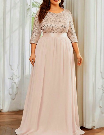 Rochie lunga Ever-Pretty Plus Size, crem