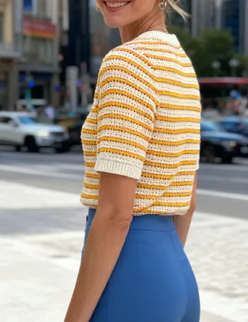 Bluza SHEIN, galben/alb