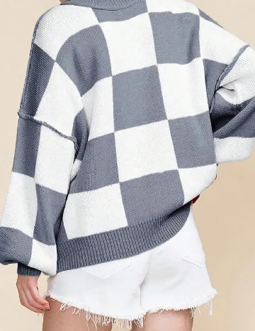 Pulover SHEIN CURVE, alb/albastru