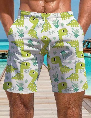 Pantaloni scurti SHEIN, alb/verde