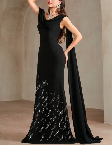Rochie lunga Toleen, negru