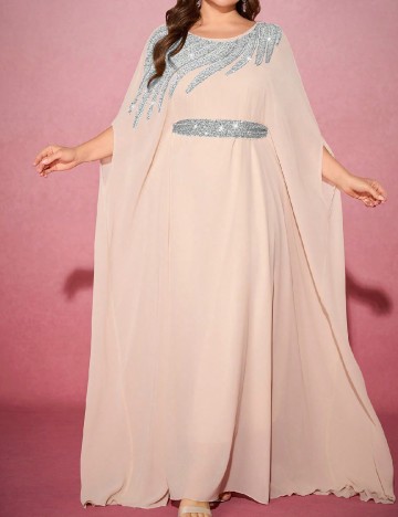 Rochie lunga Toleen Plus Size, crem