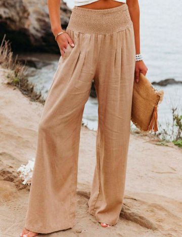 Pantaloni SHEIN CURVE, maro deschis