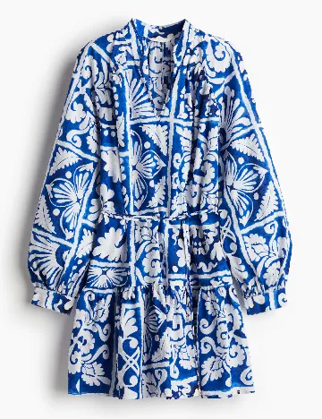 Rochie scurta H&M, albastru/alb