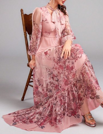 Rochie lunga Toleen, roz