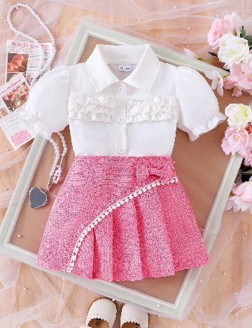 Compleu Shein Kids, alb/roz