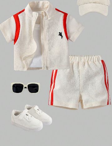 Compleu Shein Kids, ecru/rosu