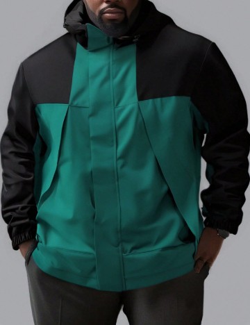 Jacheta SHEIN Plus Size Men, verde/negru