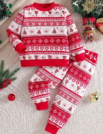 Pijama Shein Kids, rosu/alb