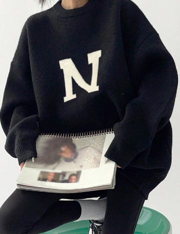 Pulover Oversize SHEIN, negru