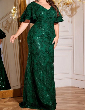 Rochie lunga XUIBOL Plus Size, verde