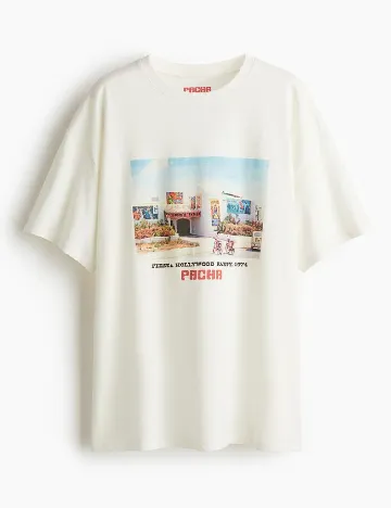 Tricou Oversize H&M, alb