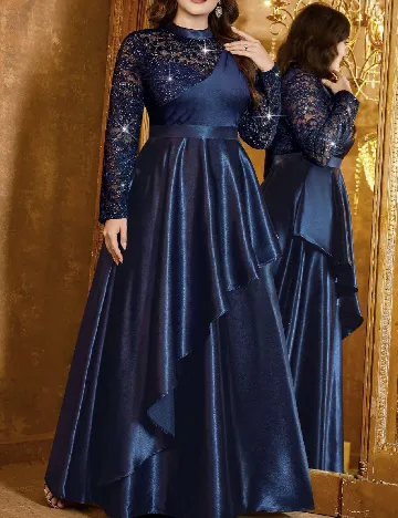 Rochie lunga MISSMAY Plus Size, bleumarin