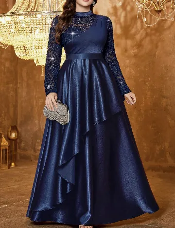 Rochie lunga MISSMAY Plus Size, bleumarin