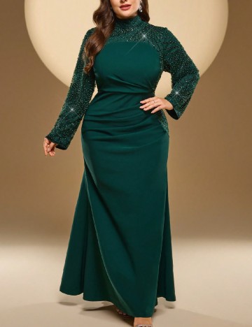 Rochie lunga Toleen Plus Size, verde