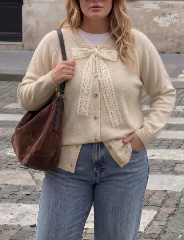 Cardigan SHEIN CURVE, crem