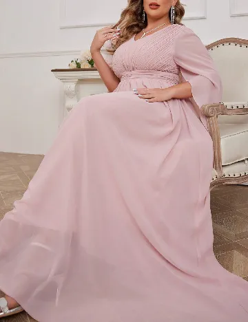 Rochie lunga Toleen Plus Size, roz