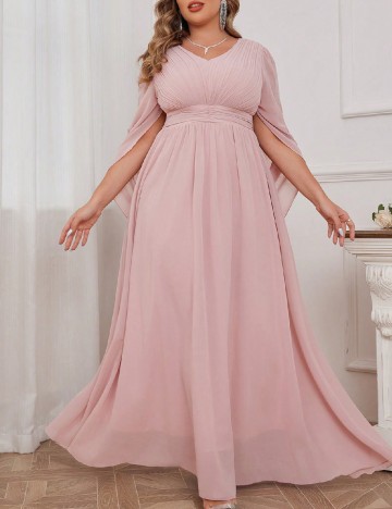 Rochie lunga Toleen Plus Size, roz