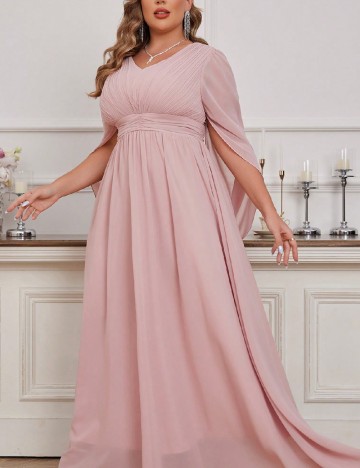Rochie lunga Toleen Plus Size, roz
