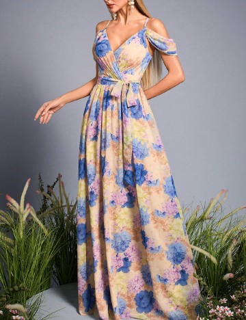 Rochie lunga Mgiacy, floral print