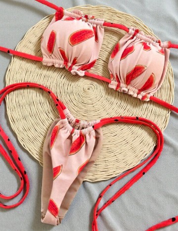 Costum de baie SHEIN, roz/rosu