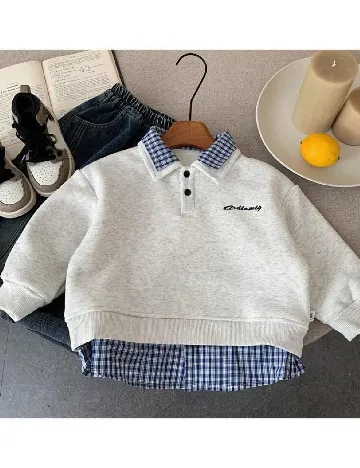 Pulover Shein Kids, gri deschis
