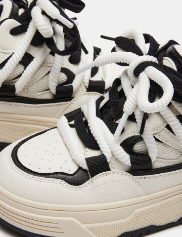 Adidasi Steve Madden, alb/negru