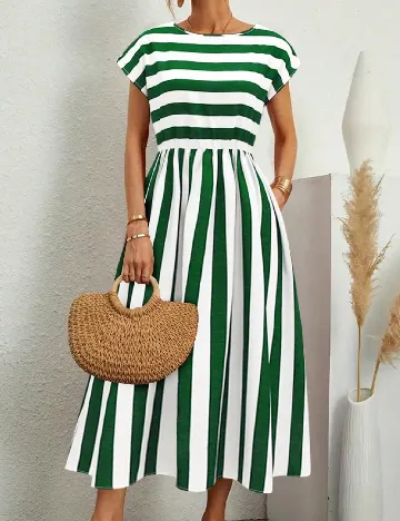 Rochie medie SHEIN, verde/alb