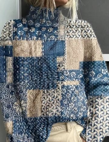 Bluza SHEIN, albastru/alb