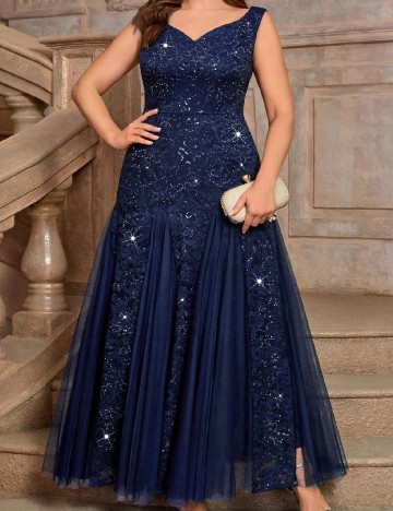 Rochie lunga SHEIN CURVE, bleumarin