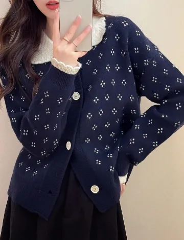 Cardigan SHEIN, bleumarin/alb