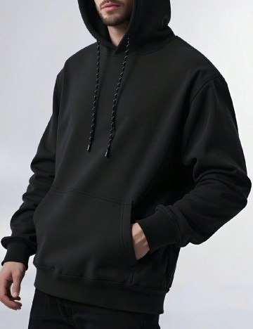 Hanorac SHEIN Plus Size Men, negru