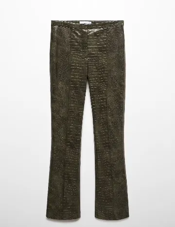Pantaloni imitatie de piele Mango, verde