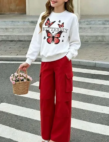 Compleu Shein Kids, alb/rosu